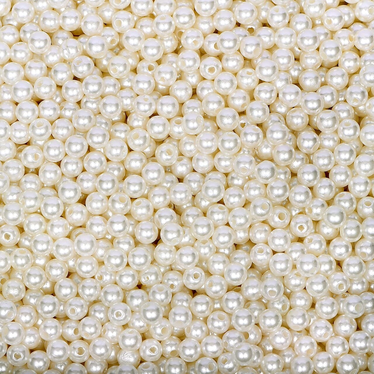 Pearl Beads for Jewelry Making 1300pcs 6mm Pearl Craft Beads with Hole Loose Fake Pearls Small Faux Pearls for Jewelry Making Bracelet Necklace DIY, Sewing Decor and Vase Filler